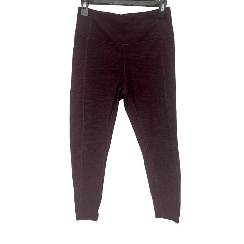 Victoria's Secret Space Dye Heather‎ Burgundy Leggings Gold Spellout Size 8